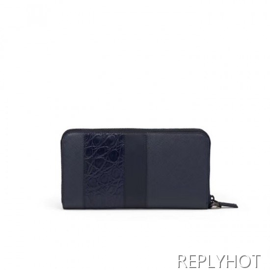 Prada 2020 Saffiano Mens Zip Round Wallet, 2ML028