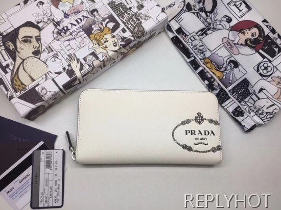 Prada 2020 Saffiano Mens Zip Round Wallet, 2ML317
