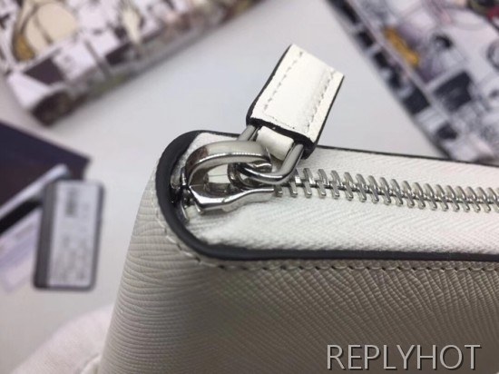 Prada 2020 Saffiano Mens Zip Round Wallet, 2ML317