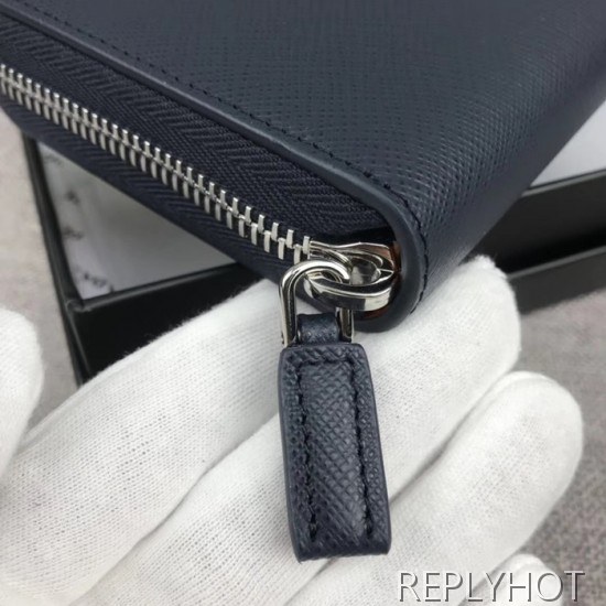 Prada 2020 Saffiano Mens Zip Round Wallet, 2ML317