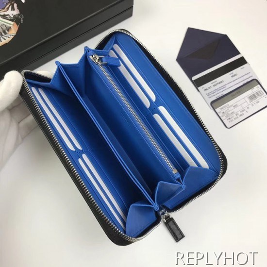 Prada 2020 Saffiano Mens Zip Round Wallet, 2ML317