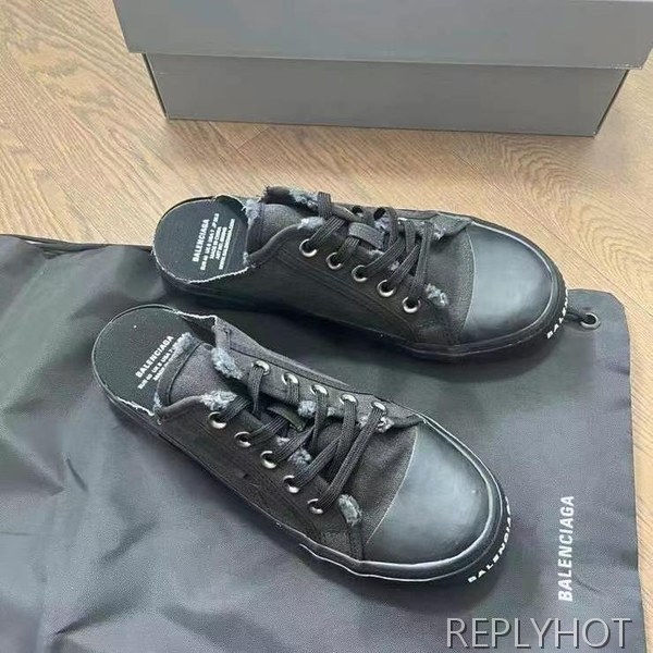 발렌시아가 2025 올블랙 파리스 뮬 샌들 슬리퍼