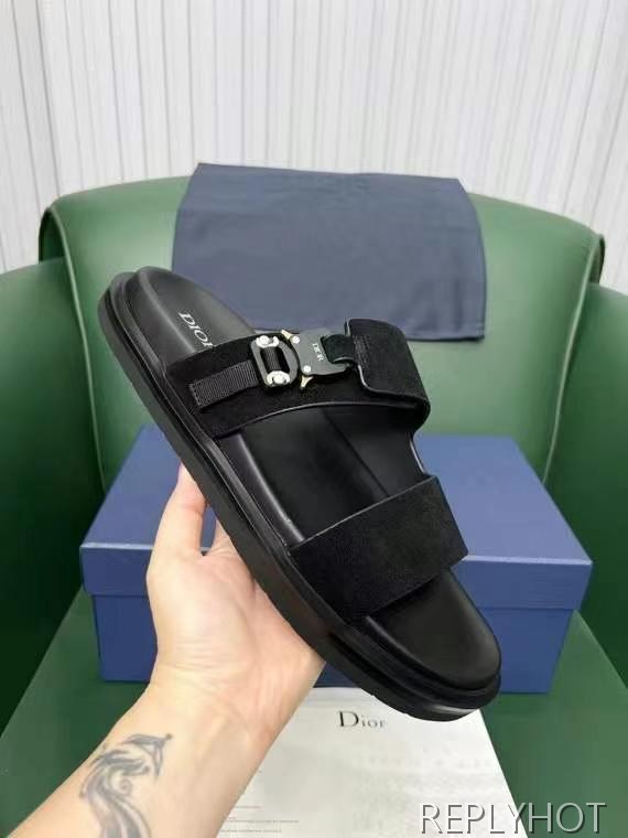 디올 2025 스웨이드 아쿠아 투스트랩 샌들 슬리퍼 뮬 신발