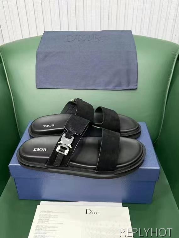 디올 2025 스웨이드 아쿠아 투스트랩 샌들 슬리퍼 뮬 신발