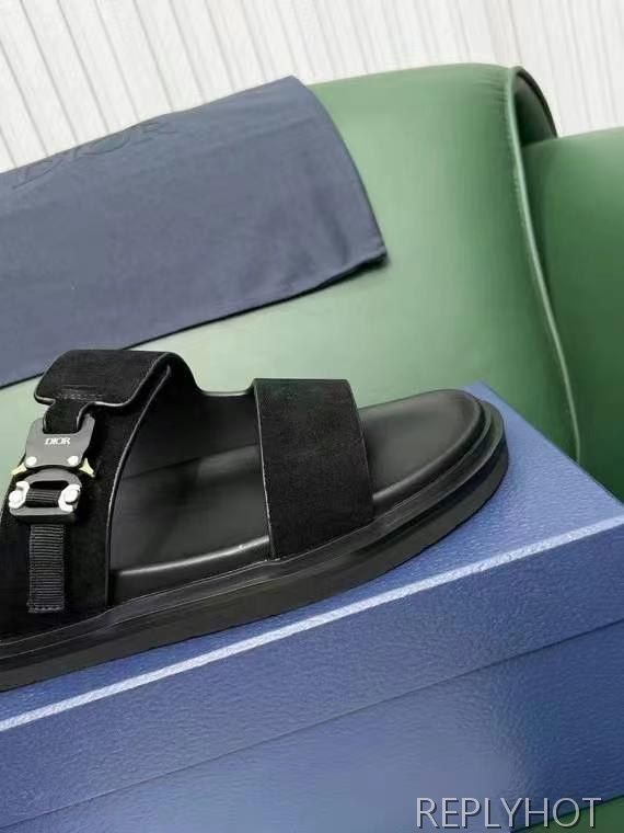 디올 2025 스웨이드 아쿠아 투스트랩 샌들 슬리퍼 뮬 신발