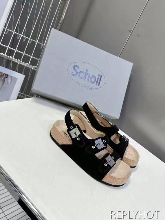 발렌시아가 2025 scholl 플랫 글레디에이터 뮬 샌들 슬리퍼 신발