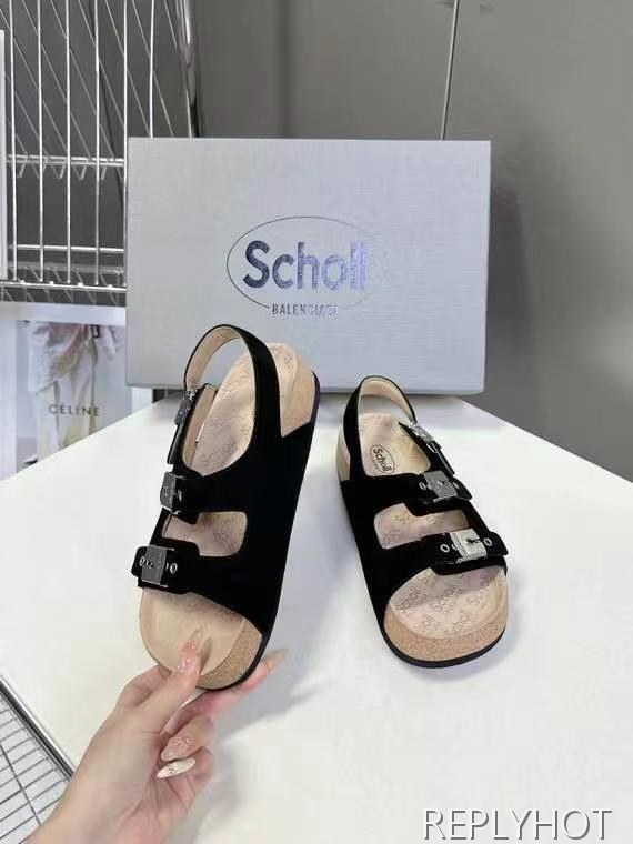 발렌시아가 2025 scholl 플랫 글레디에이터 뮬 샌들 슬리퍼 신발