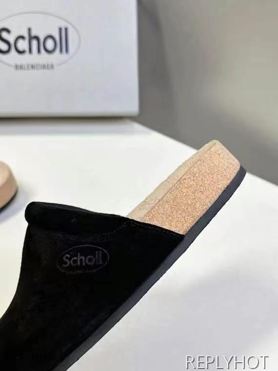 발렌시아가 2025 scholl 스웨이드 뮬 샌들 슬리퍼 신발