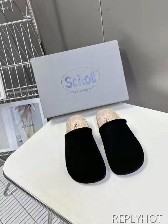 발렌시아가 2025 scholl 스웨이드 뮬 샌들 슬리퍼 신발