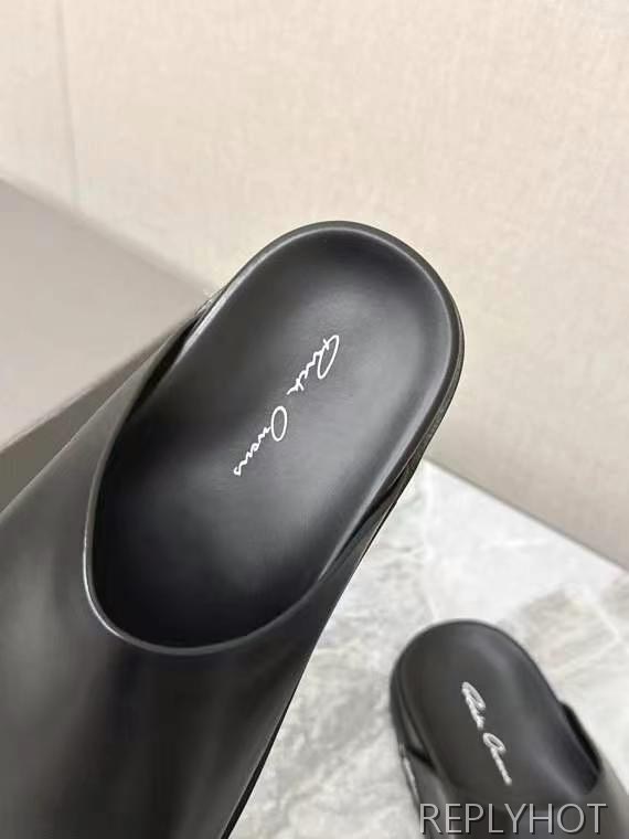 릭오웬스 2025 블랙 레더 할리우드 뮬 샌들 슬리퍼 신발