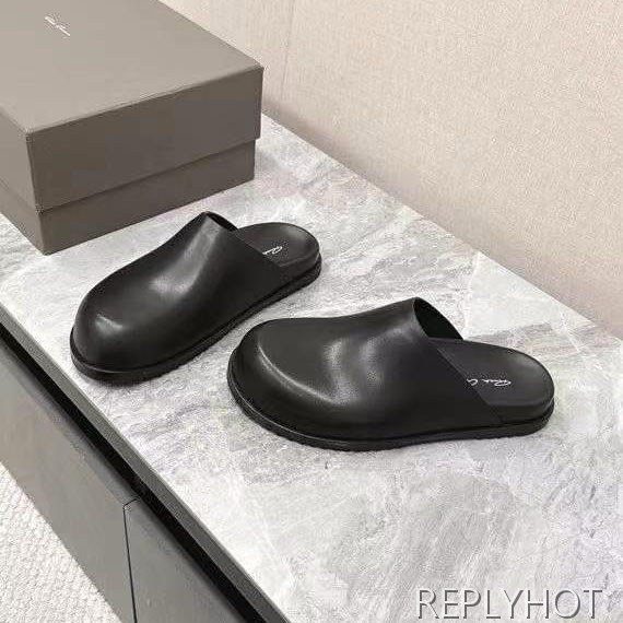 릭오웬스 2025 블랙 레더 할리우드 뮬 샌들 슬리퍼 신발