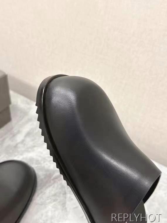 릭오웬스 2025 블랙 레더 할리우드 뮬 샌들 슬리퍼 신발