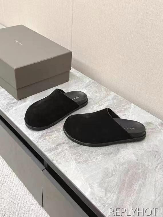 릭오웬스 2025 블랙 스웨이드 할리우드 뮬 샌들 슬리퍼 신발