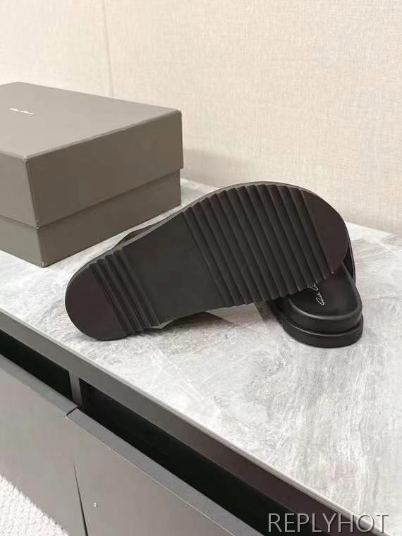 릭오웬스 2025 블랙 스웨이드 할리우드 뮬 샌들 슬리퍼 신발