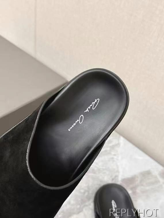릭오웬스 2025 블랙 스웨이드 할리우드 뮬 샌들 슬리퍼 신발