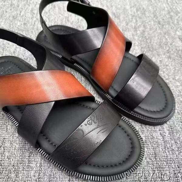 벨루티 2025  시프노스 패턴 가죽 샌들  신발