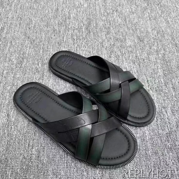 벨루티 2025 브레이드 디테일 시프노스 패턴 가죽 샌들 슬리퍼 신발