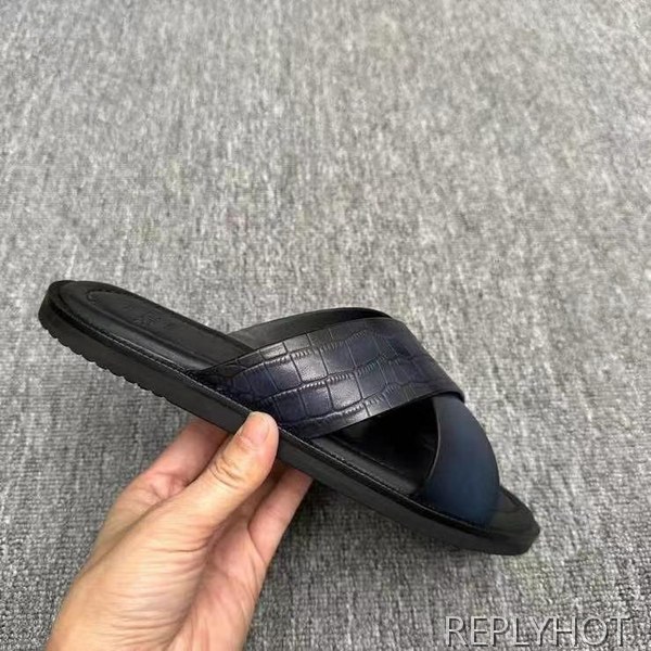 벨루티 2025 시프노스 패턴 가죽 샌들 슬리퍼 신발