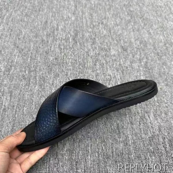 벨루티 2025 시프노스 패턴 가죽 샌들 슬리퍼 신발