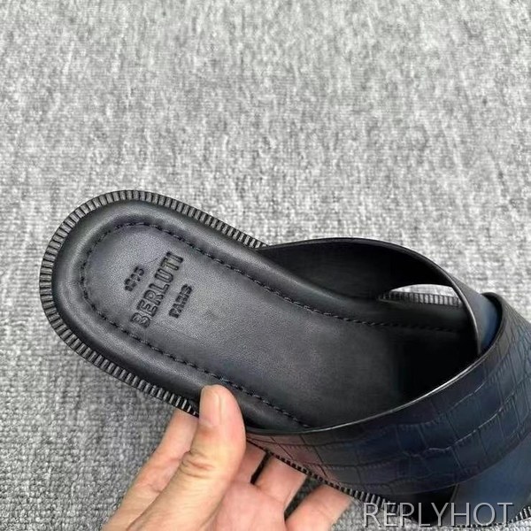 벨루티 2025 시프노스 패턴 가죽 샌들 슬리퍼 신발