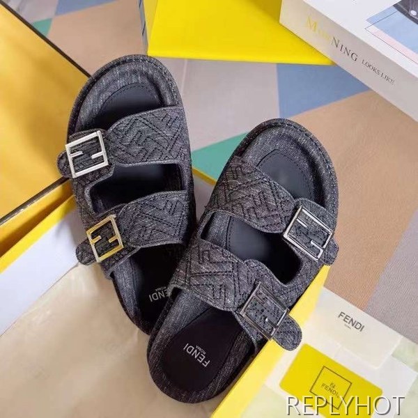 펜디 2024 FF자카드버클 더블스트랩 슬리퍼 샌들 신발
