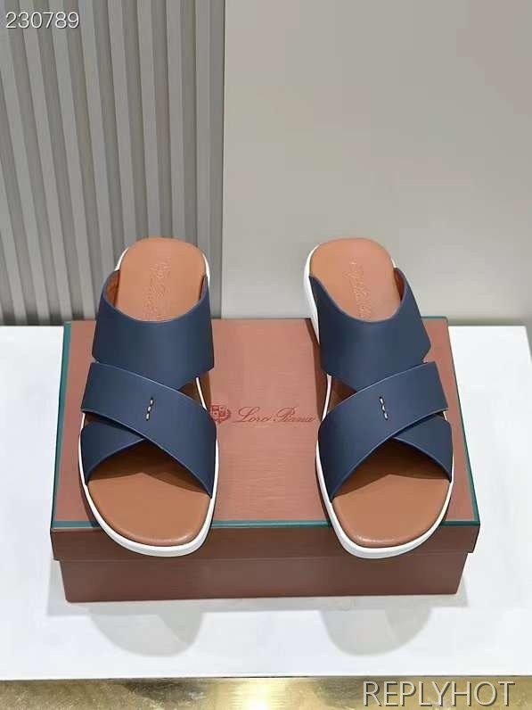 로로피아나 2024 크로스 스티치 레더 샌들 슬리퍼 슈즈 신발