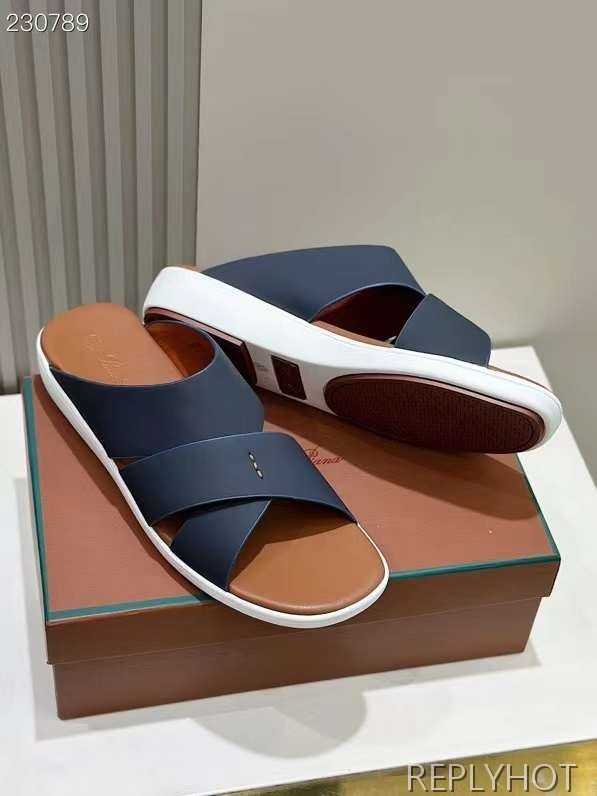 로로피아나 2024 크로스 스티치 레더 샌들 슬리퍼 슈즈 신발