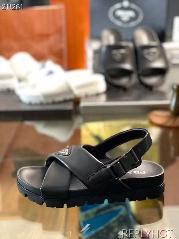 프라다 2024 스틸사피아노 와펜 x밴드 샌들