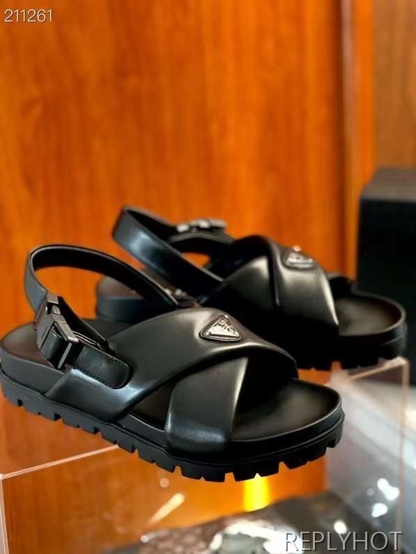 프라다 2024 스틸사피아노 와펜 x밴드 샌들