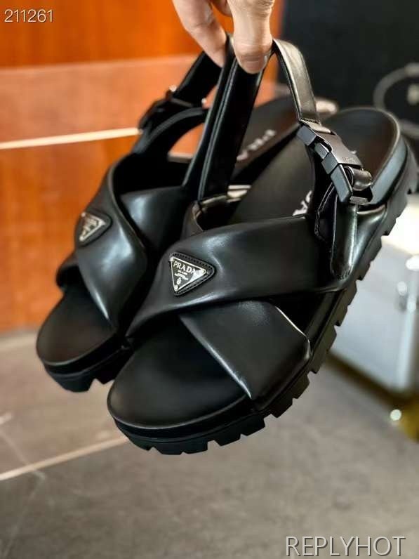 프라다 2024 스틸사피아노 와펜 x밴드 샌들