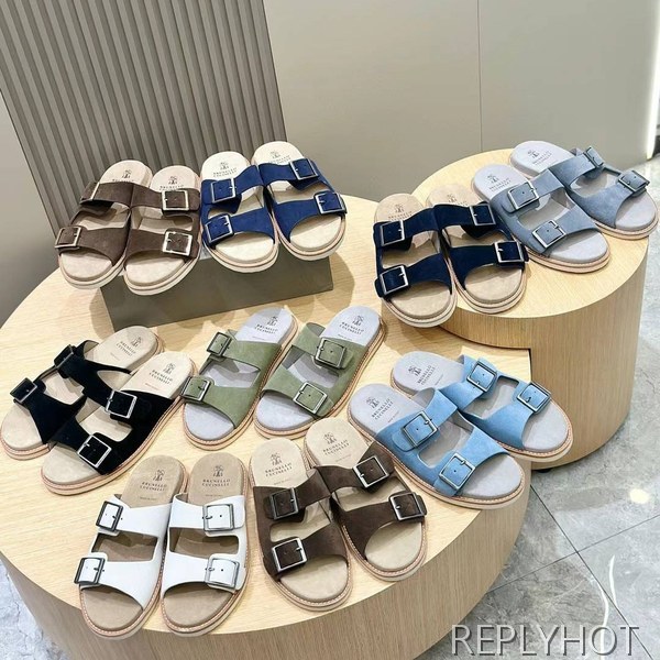 브루넬로 쿠치넬리 2024 투스트랩 샌들 슬리퍼 뮬 신발