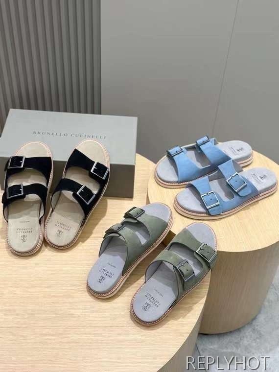 브루넬로 쿠치넬리 2024 투스트랩 샌들 슬리퍼 뮬 신발