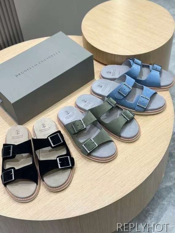 브루넬로 쿠치넬리 2024 투스트랩 샌들 슬리퍼 뮬 신발