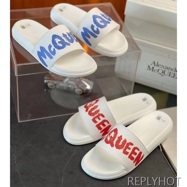 알렉산더맥퀸 2022 로고 레이어 프린팅 비치 샌들