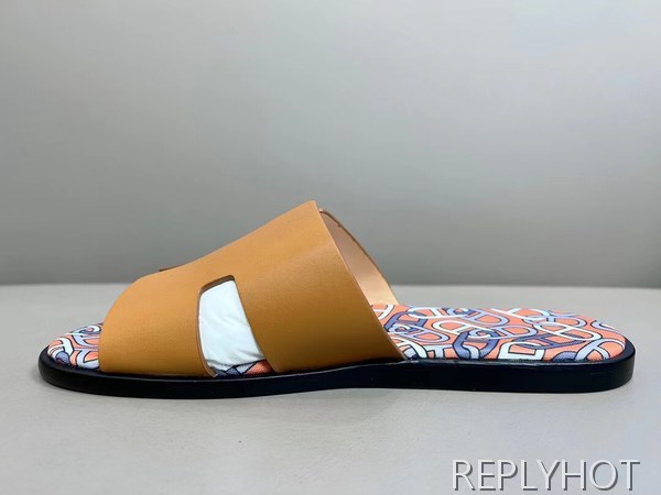 에르메스 2022 브라운 멀티패턴 이즈미르 샌들