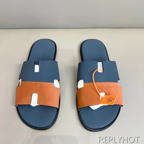 에르메스 2022 투톤 파스텔 블루&오렌지 이즈미르 샌들