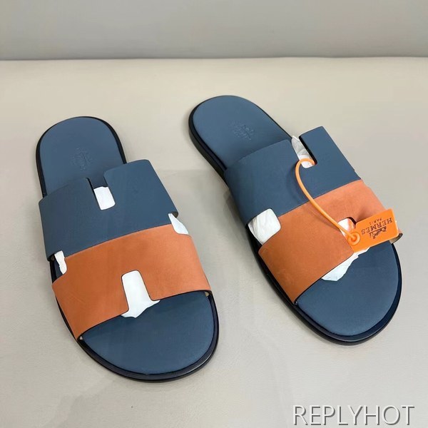 에르메스 2022 투톤 파스텔 블루&오렌지 이즈미르 샌들