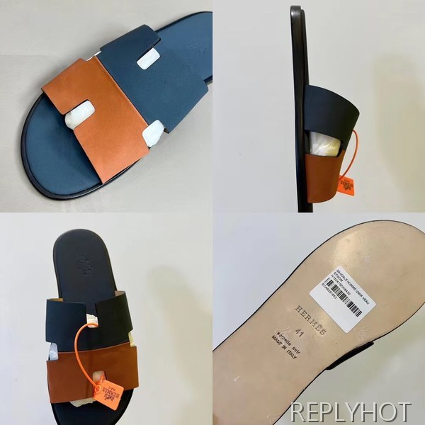 에르메스 2022 투톤 파스텔 블루&오렌지 이즈미르 샌들