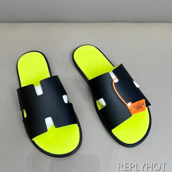 에르메스 2022 투톤 네온그린 블랙 이즈미르 샌들