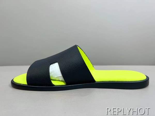 에르메스 2022 투톤 네온그린 블랙 이즈미르 샌들