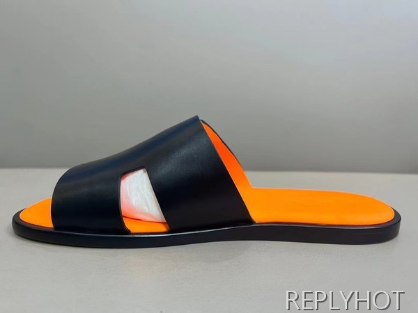 에르메스 2022 투톤 오렌지 블랙 이즈미르 샌들