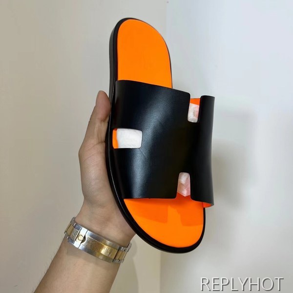 에르메스 2022 투톤 오렌지 블랙 이즈미르 샌들