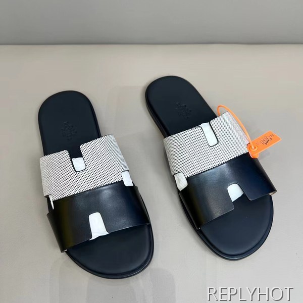 에르메스 2022 투톤 캔버스 블랙 이즈미르 샌들