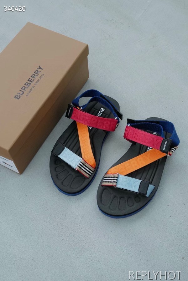 버버리 2022 아이콘 로고 스트라이프 샌들