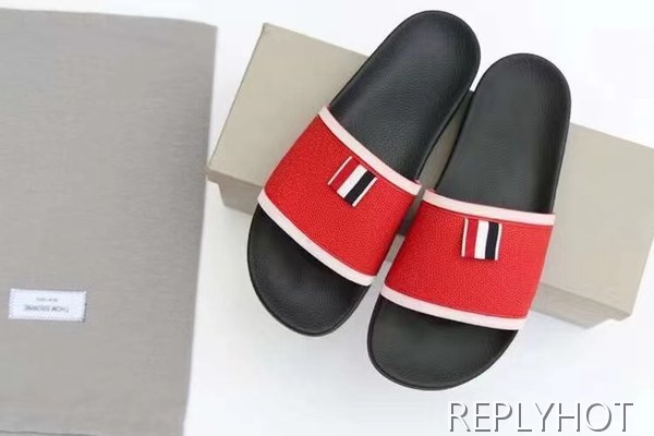 톰브라운 2022 레드 화이트 파이핑 테이프 비치 샌들 슬라이드