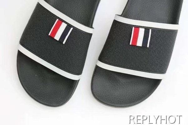톰브라운 2022 블랙 화이트 파이핑 테이프 비치 샌들 슬라이드