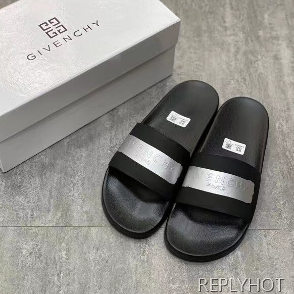 지방시 2021 실버 엠보로고 스트라이프 비치 샌들