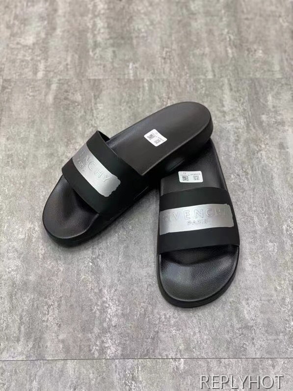 지방시 2021 실버 엠보로고 스트라이프 비치 샌들