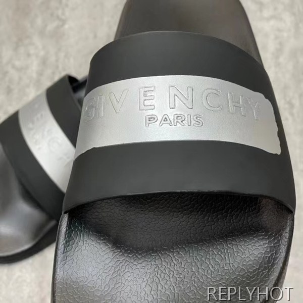 지방시 2021 실버 엠보로고 스트라이프 비치 샌들