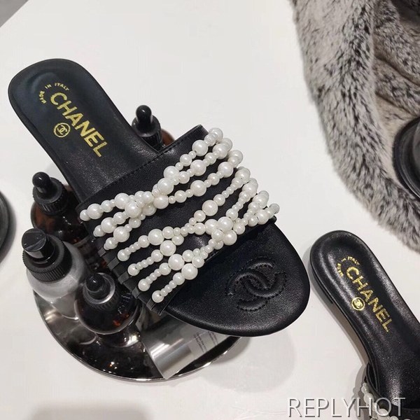 샤넬 진주 슬리퍼 블랙
